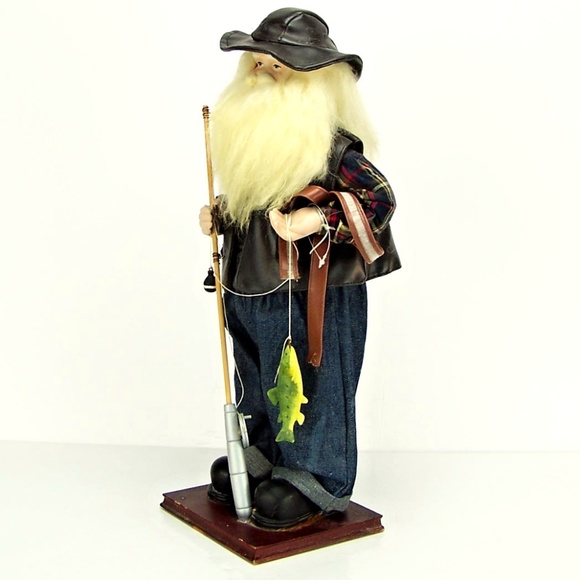 Decorative 18" Tall Fly Fishing Santa Claus Doll - Picture 5 of 8